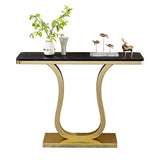 Scratch-proofed Pedestal Base Modish Stone Console Table Image - 4