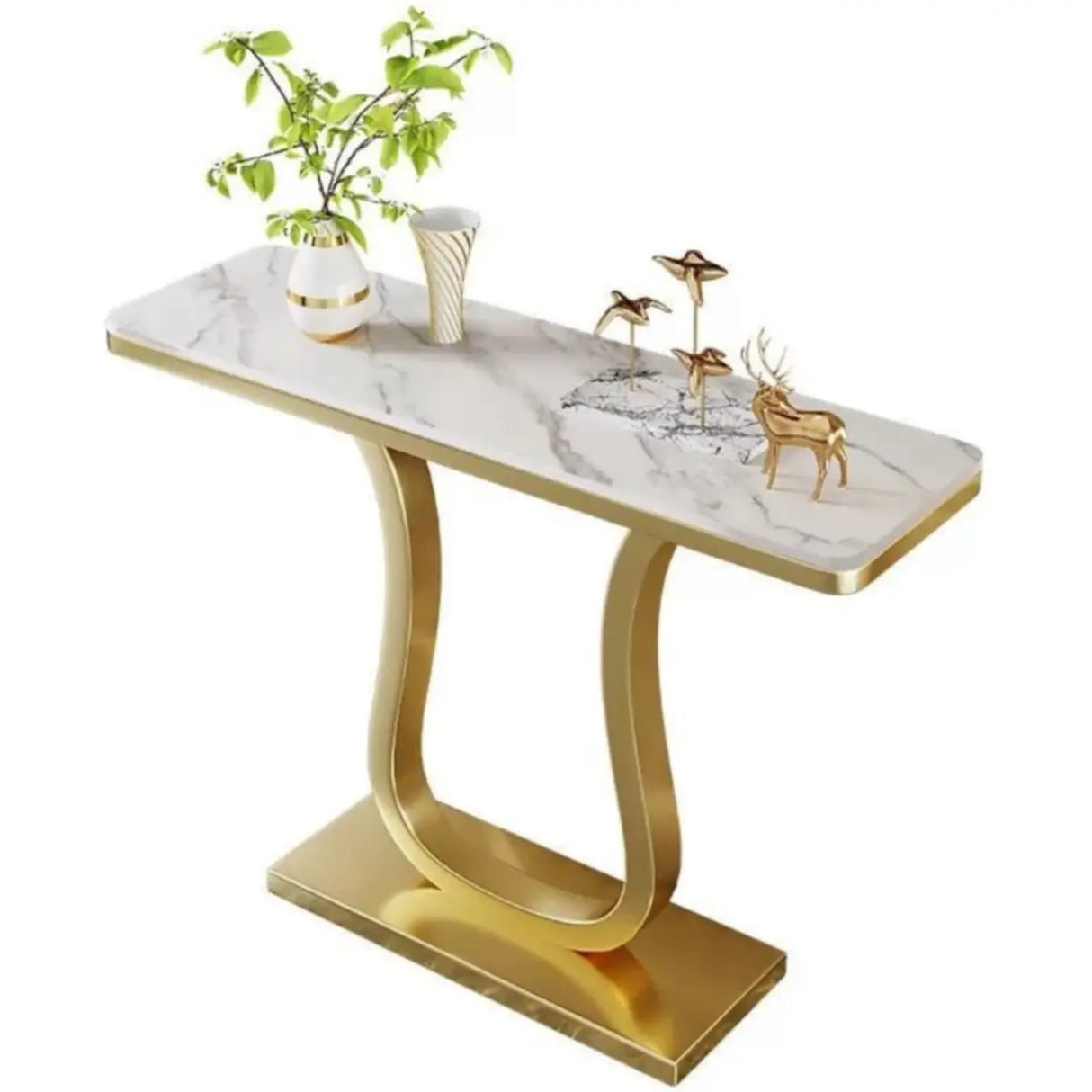 Scratch-proofed Pedestal Base Modish Stone Console Table Image - 6