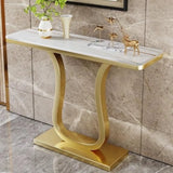 Scratch-proofed Pedestal Base Modish Stone Console Table Image - 7