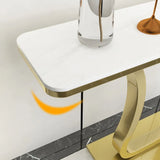 Scratch-proofed Pedestal Base Modish Stone Console Table Image - 8