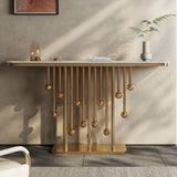 Scratch Resistant Artistic Globe Base Stone Console Table Image - 2