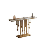 Scratch Resistant Artistic Globe Base Stone Console Table Image - 7