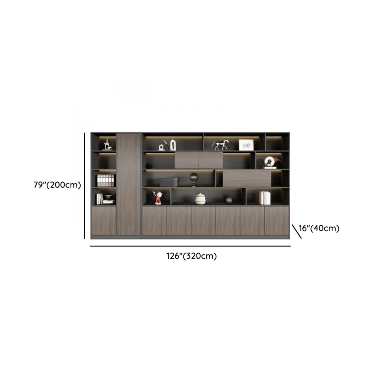 Scratch Resistant Brown Tall Office Cabinet with Shelves Image - 21