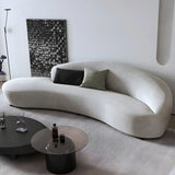 Scratch Resistant Cream Curved Velvet Sectional Sofa Image - 1