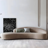 Scratch Resistant Cream Curved Velvet Sectional Sofa Image - 4