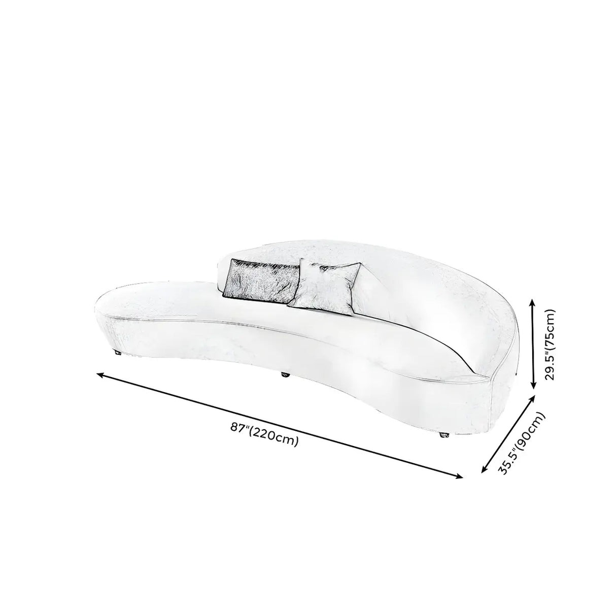 Scratch Resistant Cream Curved Velvet Sectional Sofa 