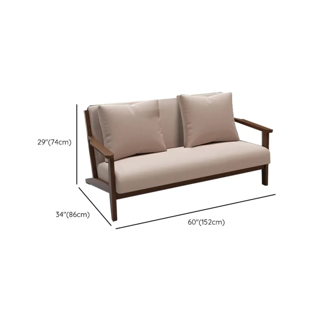 Scratch Resistant Fabric Nut-Brown Wood Frame Loveseat Image - 18