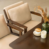 Scratch Resistant Fabric Nut-Brown Wood Frame Loveseat Image - 8