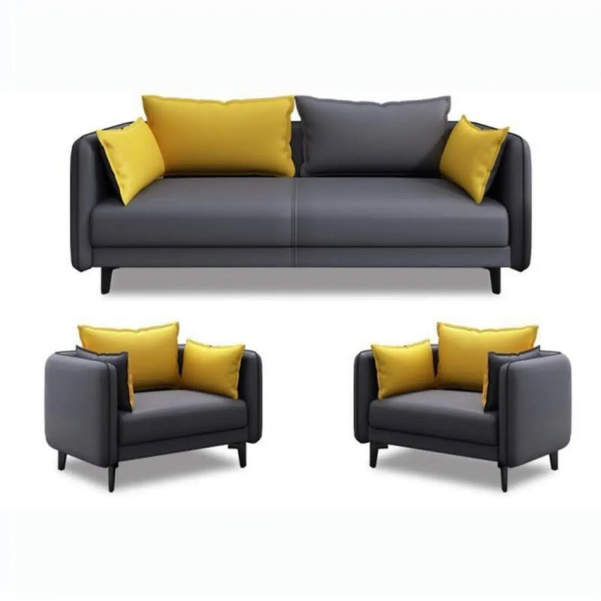 Scratch Resistant Faux Leather Pillow Back Loveseat Image - 13