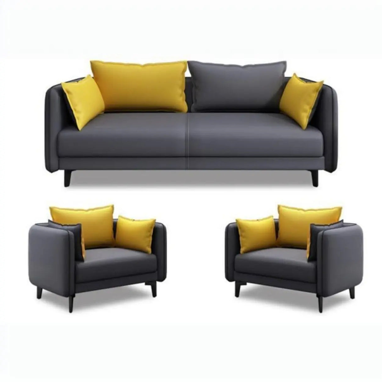 Scratch Resistant Faux Leather Pillow Back Loveseat Image - 15