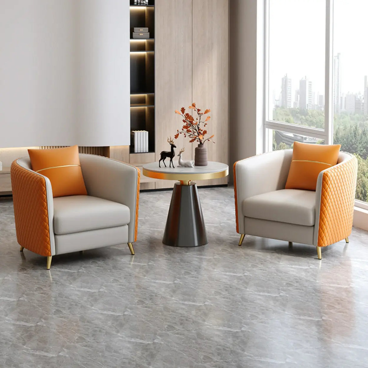 Scratch Resistant Faux Leather Upholstered Back Chair Image - 21