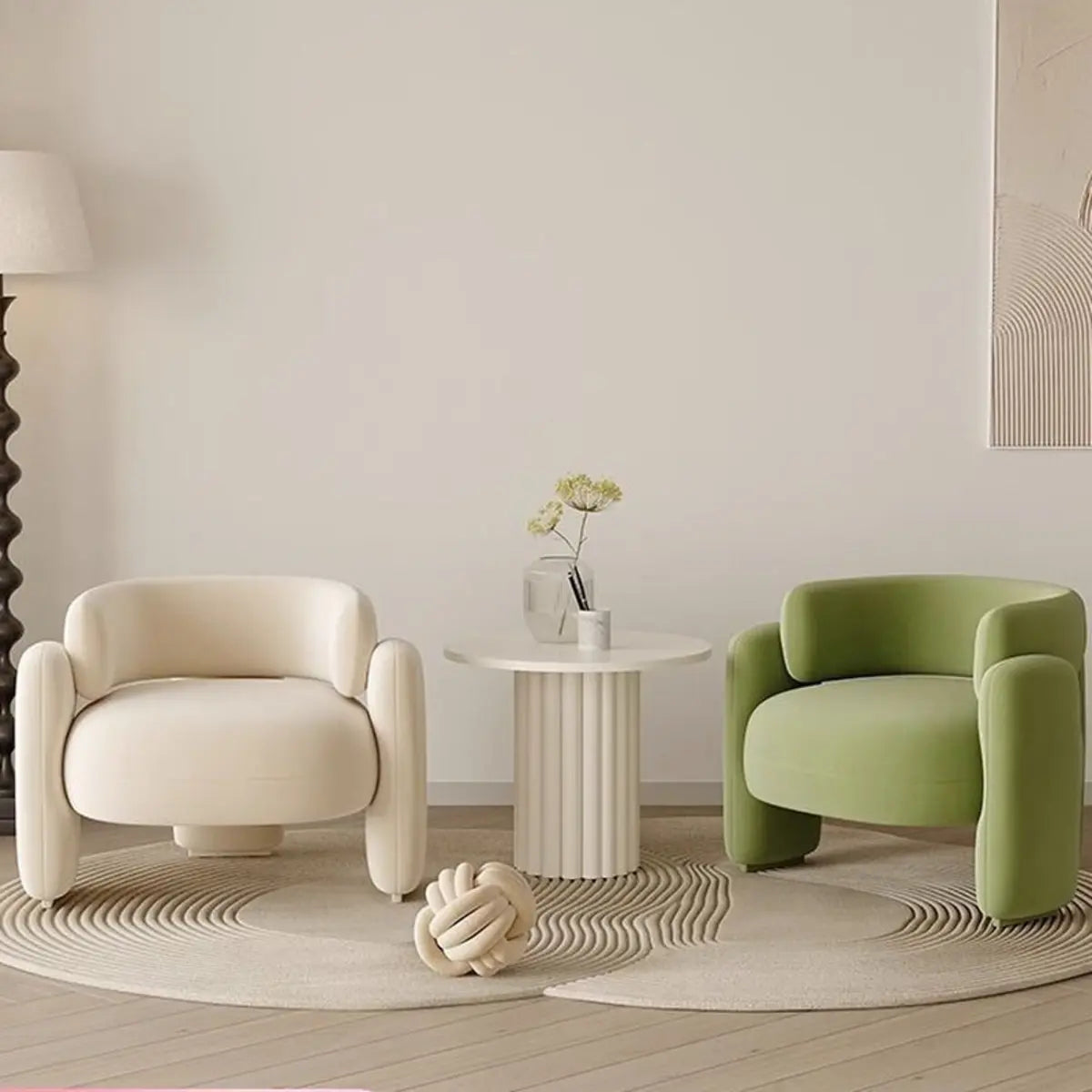Scratch Resistant Flannel Curved Back Barrel Chair Image - 1