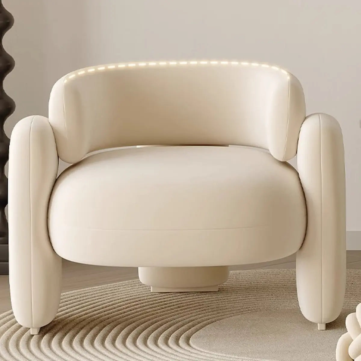 Scratch Resistant Flannel Curved Back Barrel Chair Image - 11