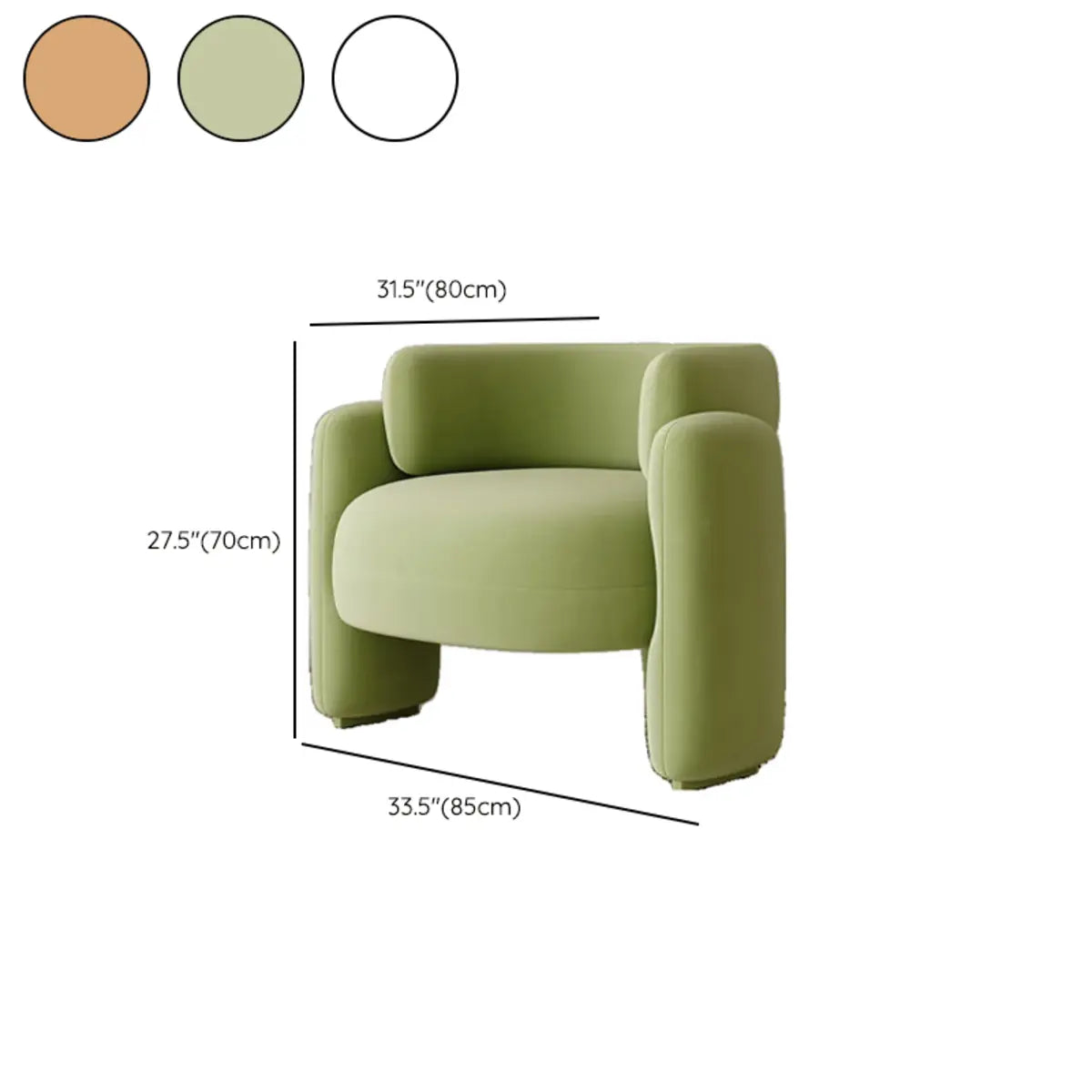 Scratch Resistant Flannel Curved Back Barrel Chair 
