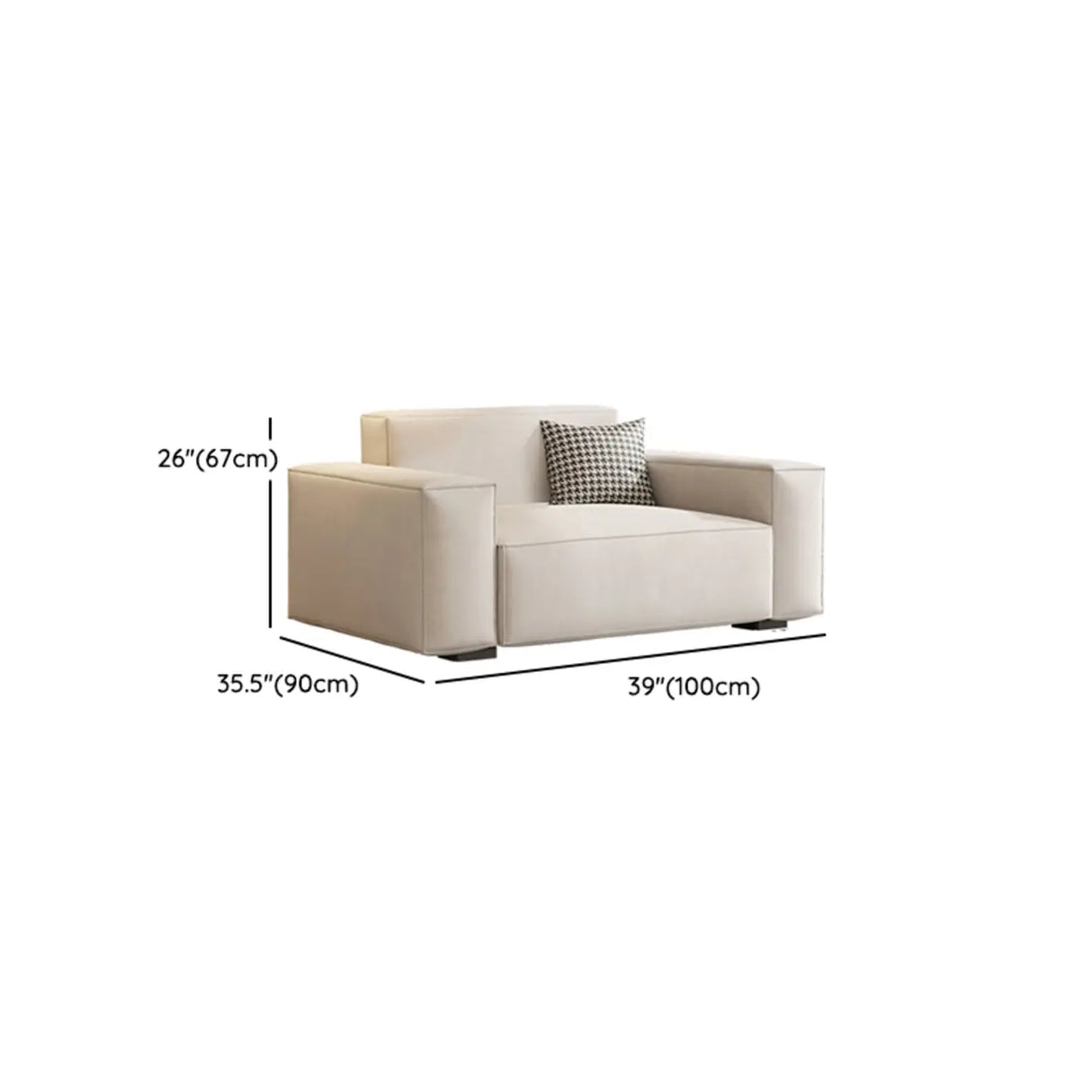 Scratch Resistant Flannel Square Arm Tight Back Sofa 