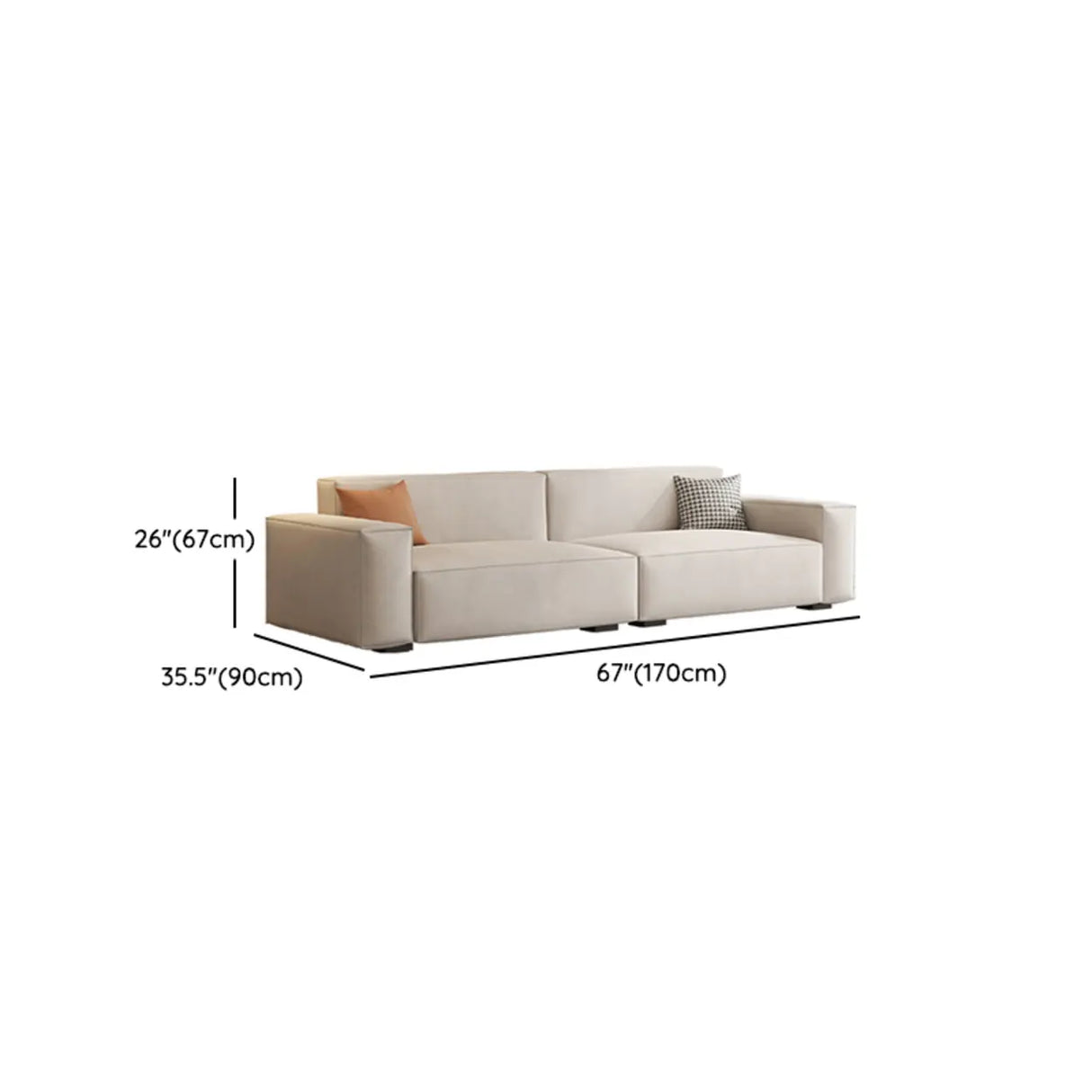 Scratch Resistant Flannel Square Arm Tight Back Sofa Image - 11