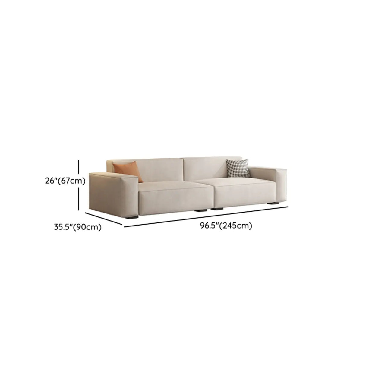 Scratch Resistant Flannel Square Arm Tight Back Sofa Image - 13