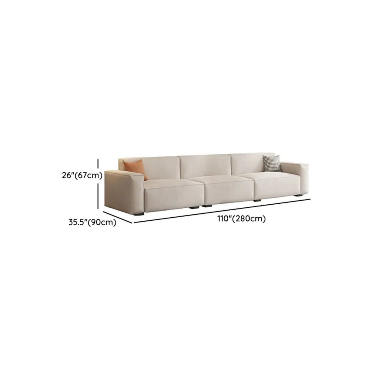 Scratch Resistant Flannel Square Arm Tight Back Sofa Image - 14