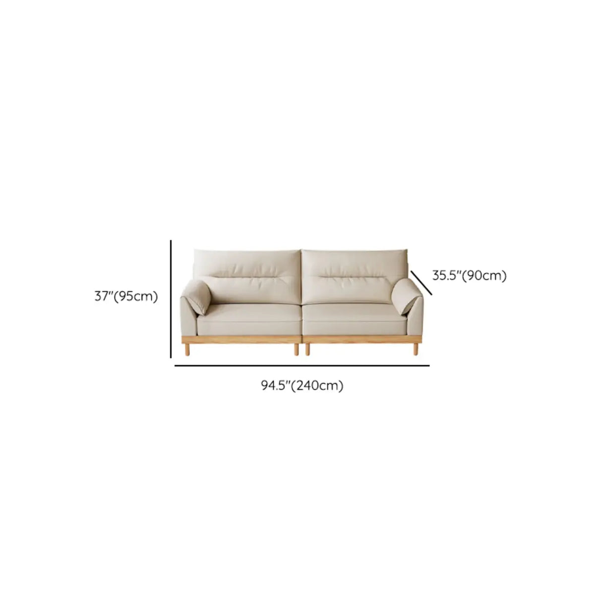 Scratch Resistant Genuine Leather Cushion Back Loveseat Image - 17