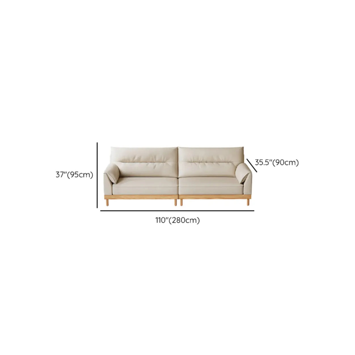 Scratch Resistant Genuine Leather Cushion Back Loveseat Image - 18