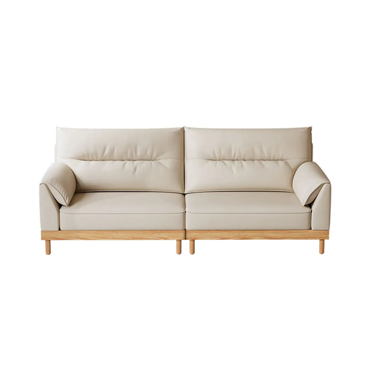 Scratch Resistant Genuine Leather Cushion Back Loveseat Image - 3