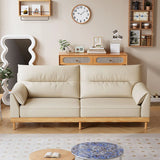 Scratch Resistant Genuine Leather Cushion Back Loveseat Image - 4