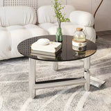 Scratch Resistant Glass Round Three Leg Coffee Table Image - 1