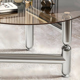 Scratch Resistant Glass Round Three Leg Coffee Table Image - 10