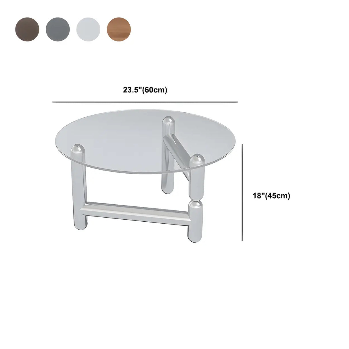 Scratch Resistant Glass Round Three Leg Coffee Table 