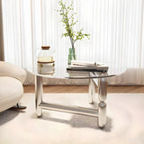 Scratch Resistant Glass Round Three Leg Coffee Table Image - 4