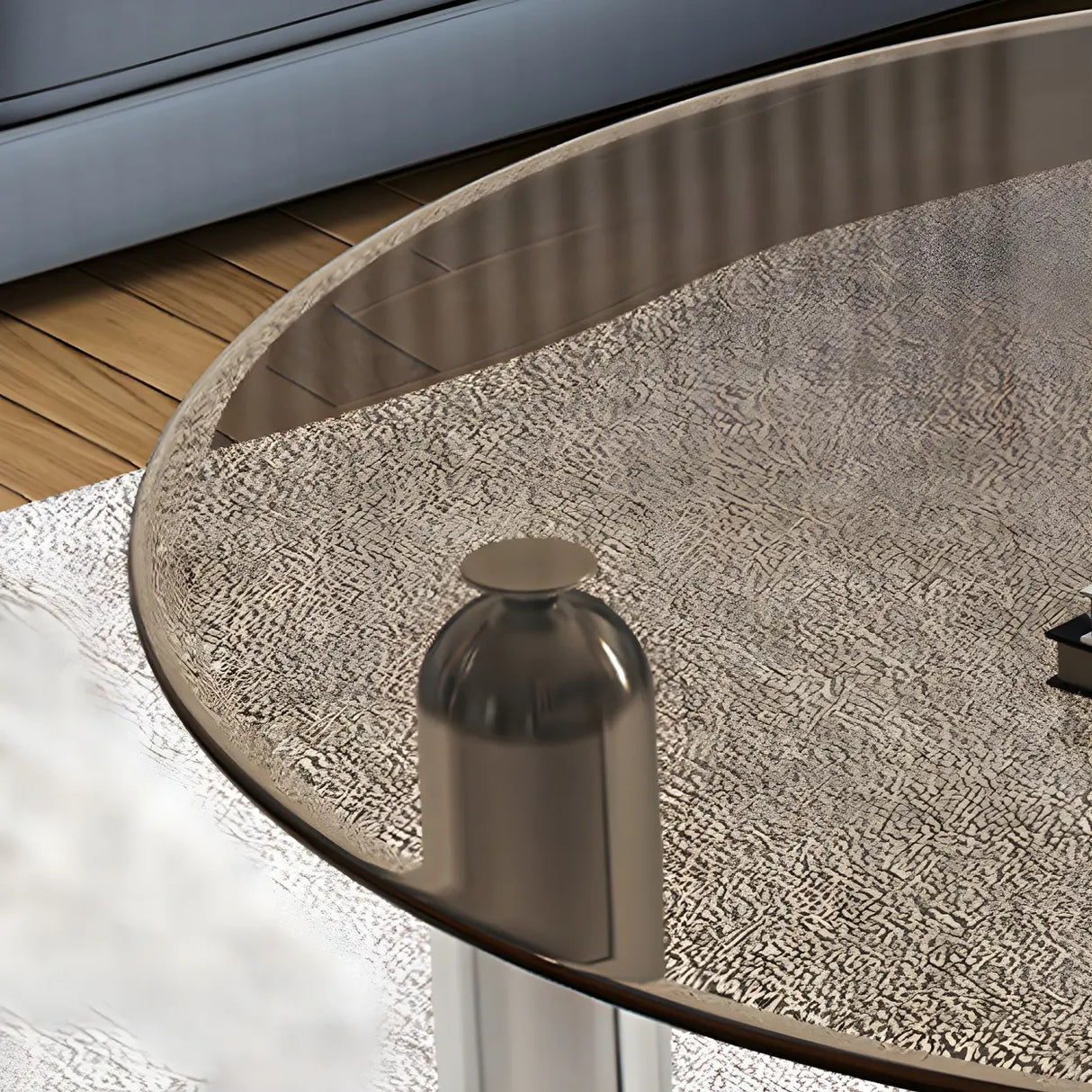 Scratch Resistant Glass Round Three Leg Coffee Table Image - 7