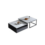 Scratch Resistant Glass Stone Square Coffee Table Image - 2