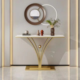 Scratch Resistant Iron Abstract Marble Gold Console Table Image - 1