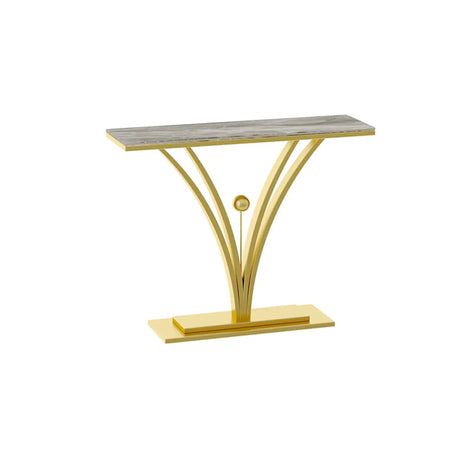 Scratch Resistant Iron Abstract Marble Gold Console Table Image - 2