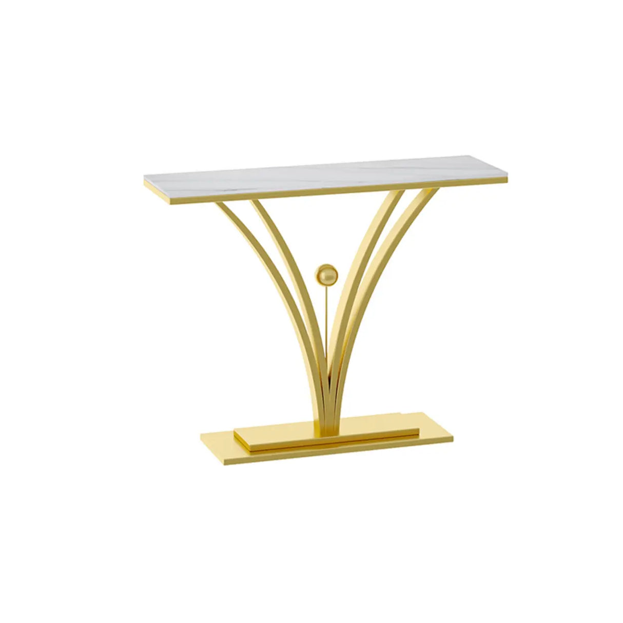 Scratch Resistant Iron Abstract Marble Gold Console Table Image - 5