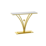 Scratch Resistant Iron Abstract Marble Gold Console Table Image - 5