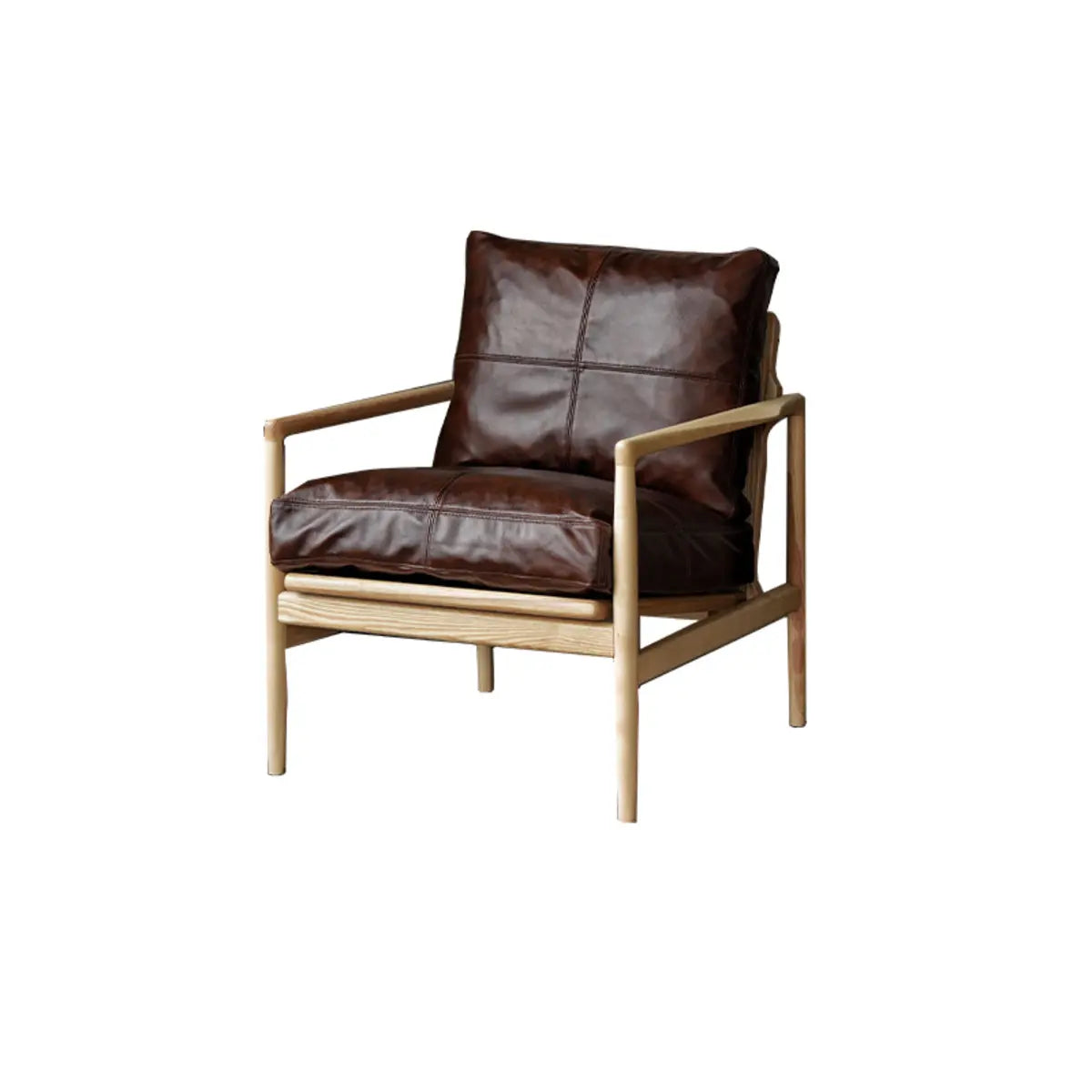 Scratch Resistant Leather Cushion Back Arm Chair Image - 14