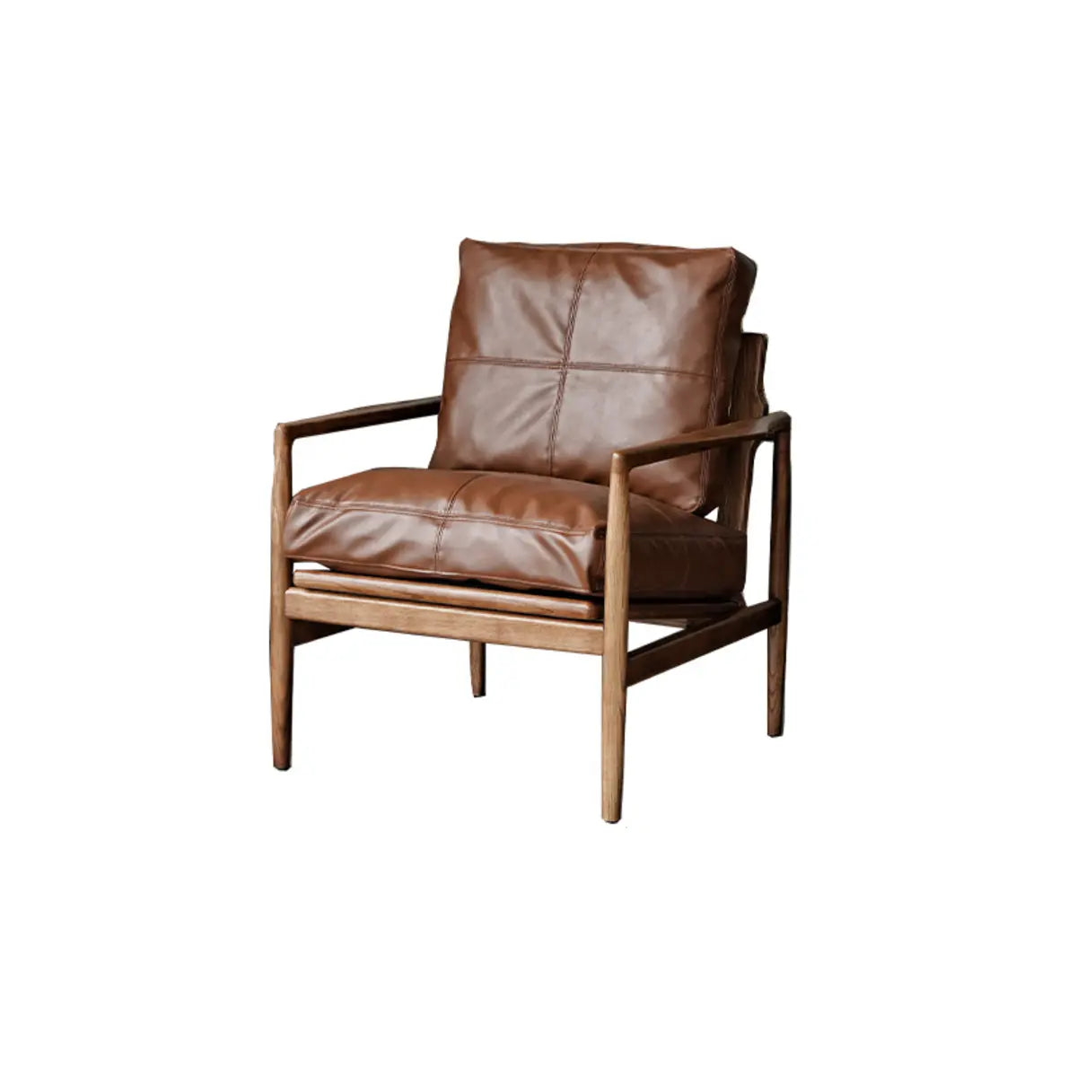 Scratch Resistant Leather Cushion Back Arm Chair Image - 25