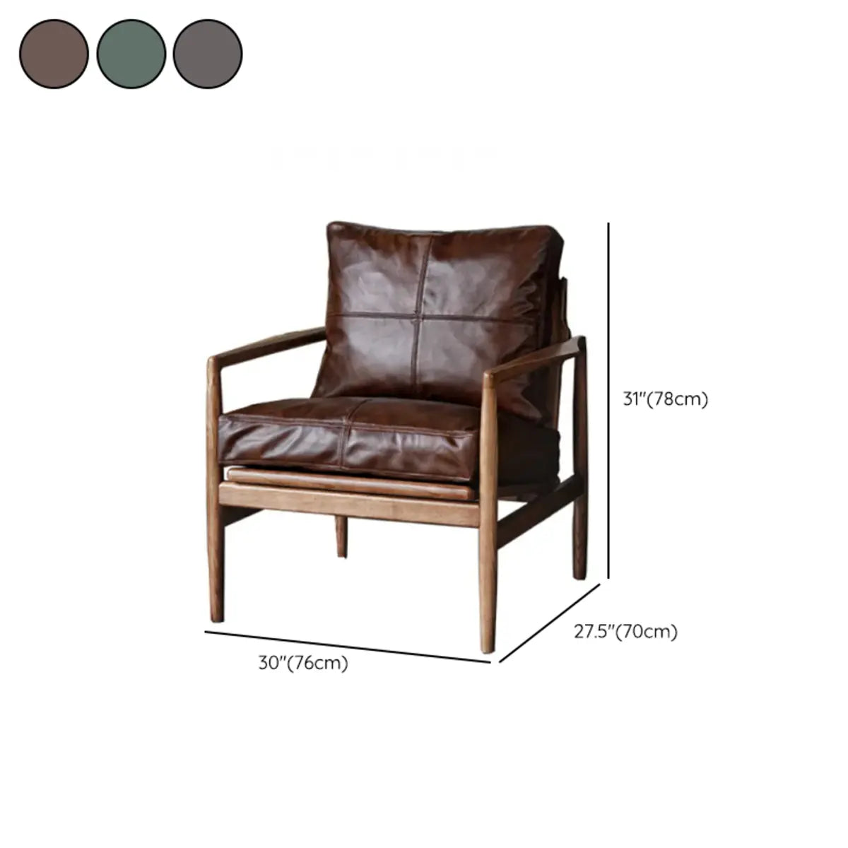 Scratch Resistant Leather Cushion Back Arm Chair 