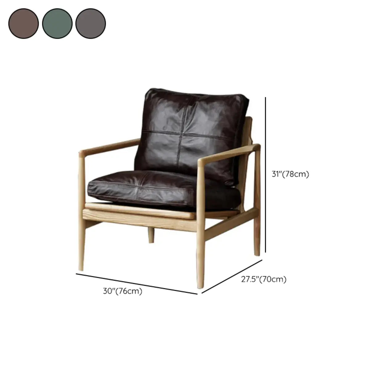 Scratch Resistant Leather Cushion Back Arm Chair Image - 39