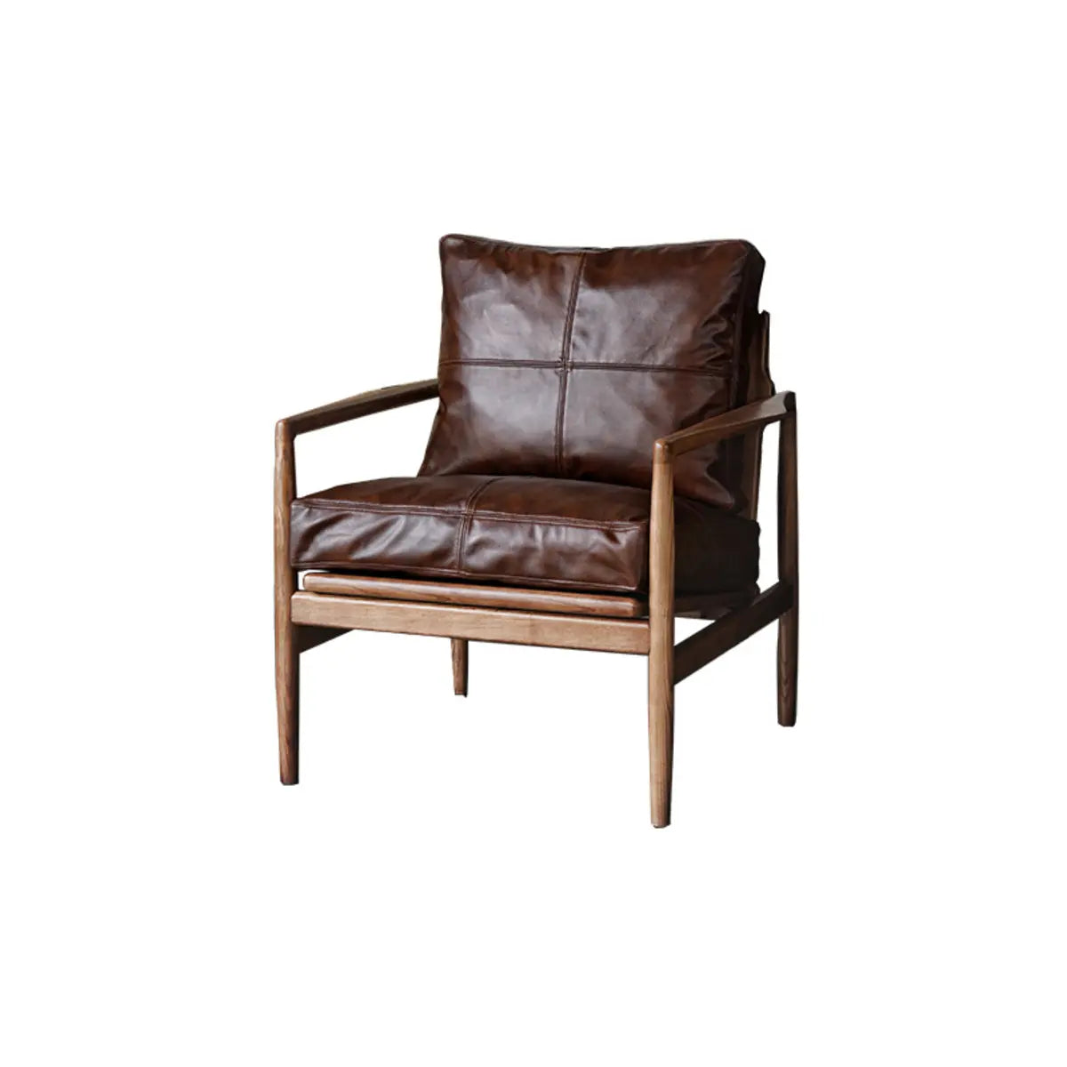 Scratch Resistant Leather Cushion Back Arm Chair Image - 8
