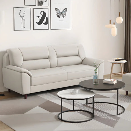 Scratch Resistant Leather Cushion Back Wood Frame Sofa Image - 2