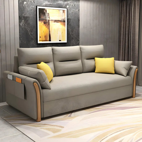 Scratch Resistant Linen Blend Flared Arm Sleeper Sofa Image - 1