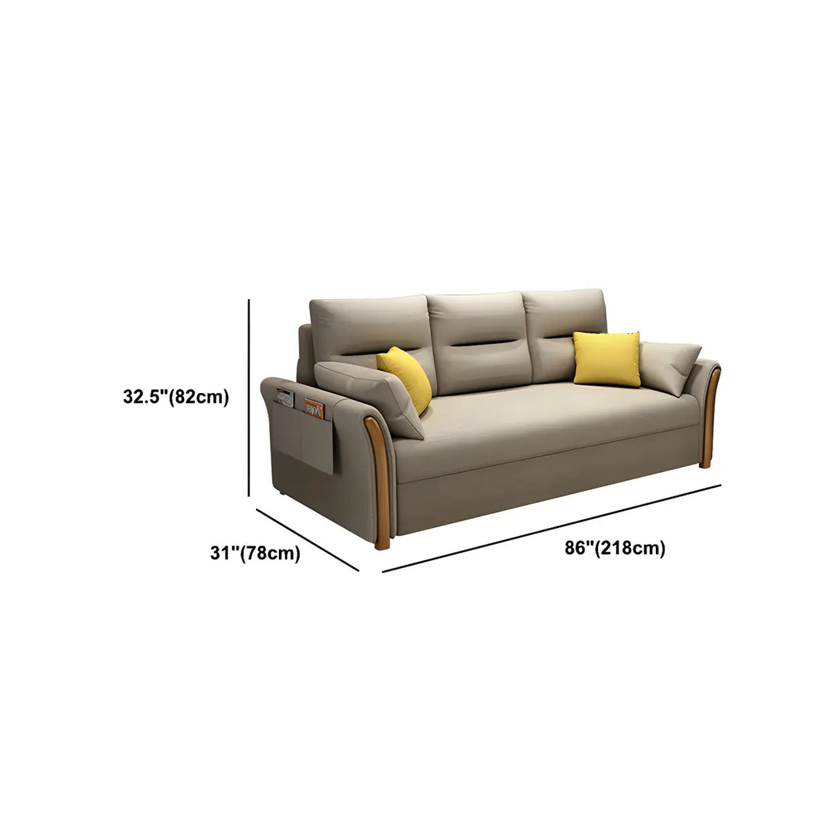 Scratch Resistant Linen Blend Flared Arm Sleeper Sofa Image - 13
