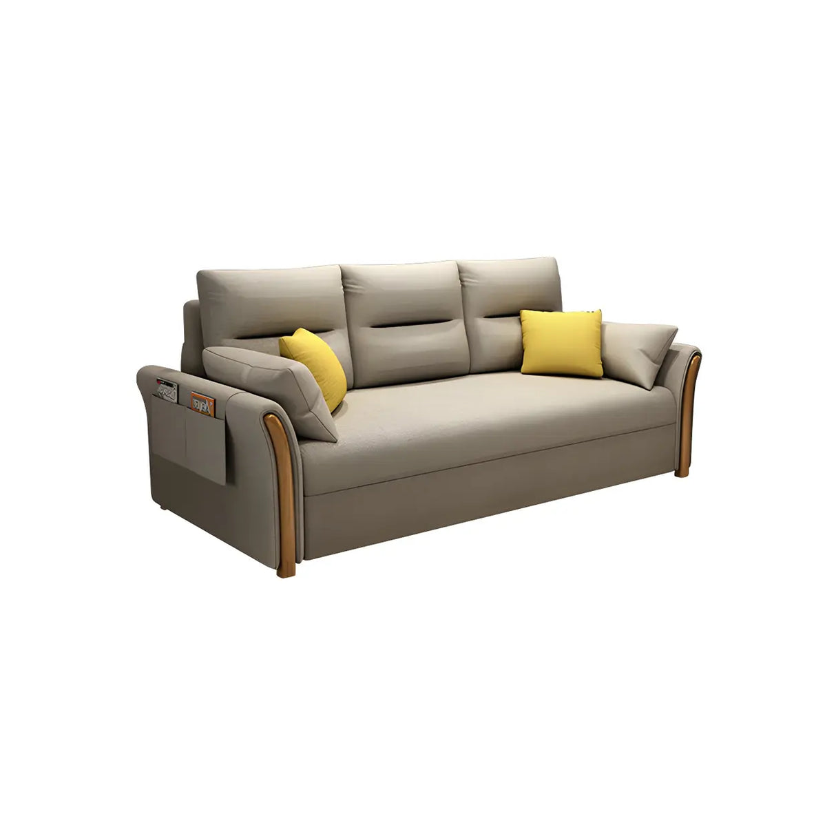 Scratch Resistant Linen Blend Flared Arm Sleeper Sofa Image - 5