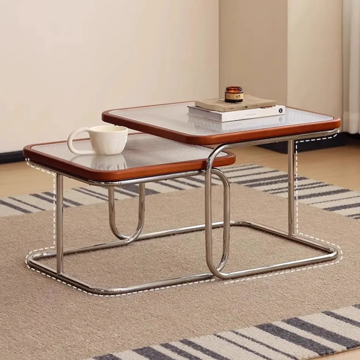 Scratch Resistant Square Stainless Steel Nesting Tables Image - 12