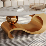 Scratch Resistant Stone Oval Abstract Coffee Table Image - 10