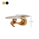 Scratch Resistant Stone Oval Abstract Coffee Table #size