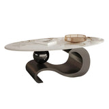 Scratch Resistant Stone Oval Abstract Coffee Table Image - 2