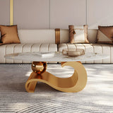 Scratch Resistant Stone Oval Abstract Coffee Table Image - 3